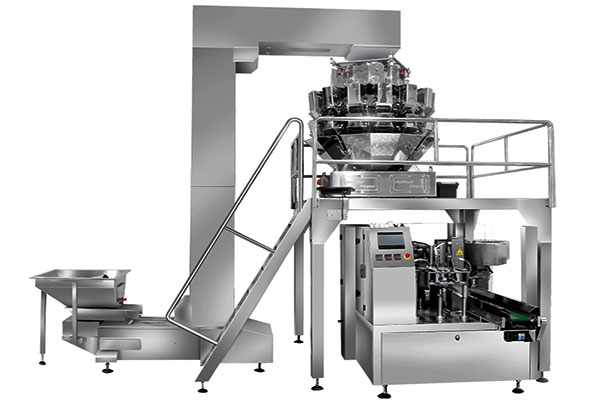 給袋式顆粒自動(dòng)包裝機(jī)可與電子計(jì)量稱、斗式提升機(jī)等設(shè)備配套